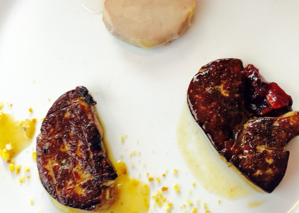 SAUTERNES GASTRIQUE, CORN NUT GASTRIQUE, and CHERRY BOURBON COMPOTE by